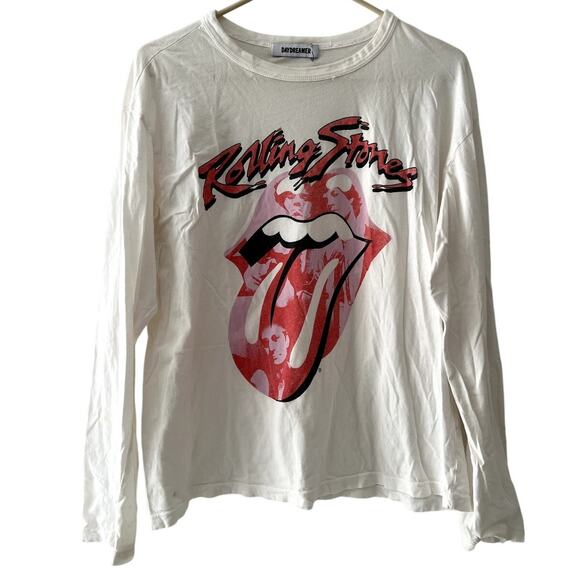 Daydreamer Rolling Stones Tongue Long Sleeve T Shirt LNWOT Medium Unused White - Picture 1 of 5